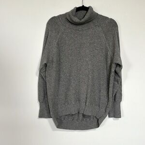 Gap Honeycomb Turtleneck Long Sleeve Merino Blend Sweater Grey Medium
